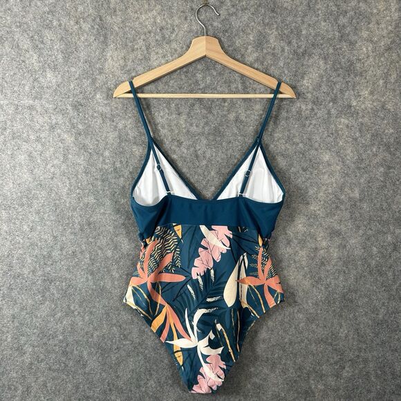 Womens Popvil Floral Print Patchwork Green One Piece Swim Suit Size XL - Picture 3 of 13